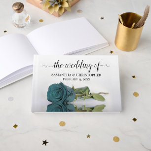 Livro De Visitas Casamento Elegante De Rosa Teal De Longa Duração