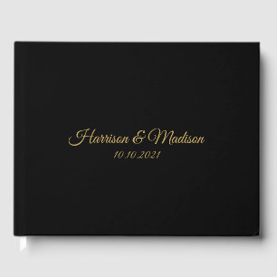 Livro De Visitas Casamento elegante de script personalizado preto o