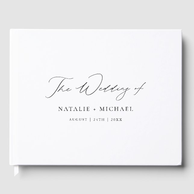 Livro De Visitas Casamento Elegante De Script Simples Moderno (Frente)