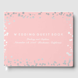 Livro De Visitas Casamento Elegante De Silver Confetti Rosa Blush