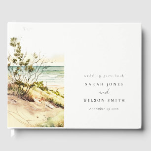 Livro De Visitas Casamento Elegante Dusky Coastal Beach Sun Seascap