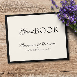 Livro De Visitas Casamento Elegante e Atemporal com Preto e Marfim