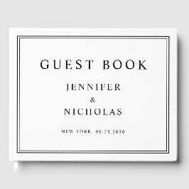 Livro De Visitas Casamento Elegante em Preto e Branco