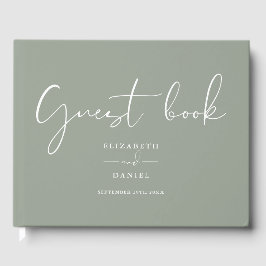 Livro De Visitas Casamento Elegante em Verde Sálvia Roteiro