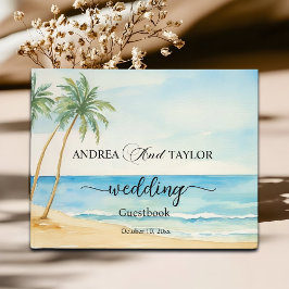 Livro De Visitas Casamento Elegante entre Praia e Palmeiras