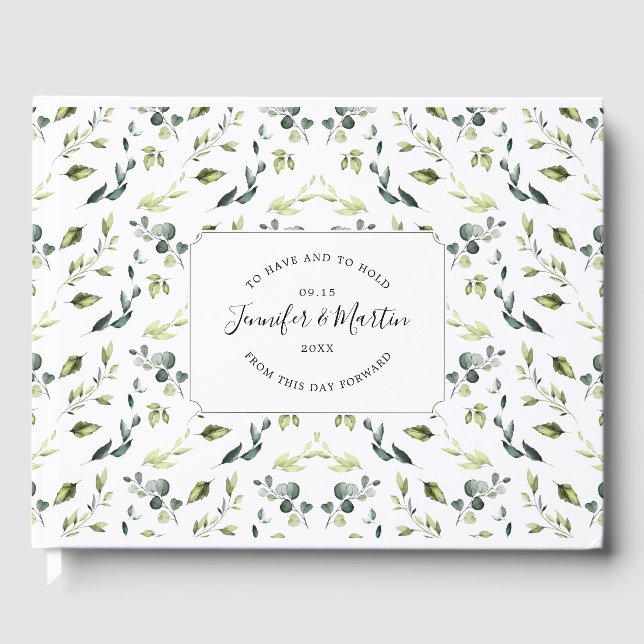 Livro De Visitas Casamento Elegante Eucalyptus & Greenery (Frente)
