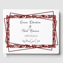 Livro De Visitas Casamento Elegante Maroon-Burgundy De Trabalho Abe