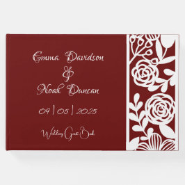 Livro De Visitas Casamento Elegante Maroon-Burgundy De Trabalho Abe