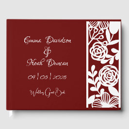 Livro De Visitas Casamento Elegante Maroon-Burgundy De Trabalho Abe