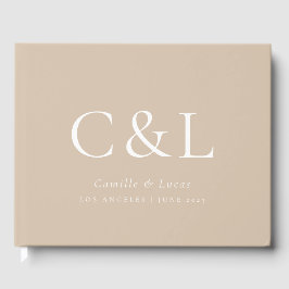 Livro De Visitas Casamento Elegante Minimalista Beige