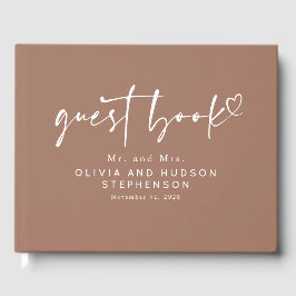 Livro De Visitas Casamento Elegante Minimalista Moderno e Castanho 