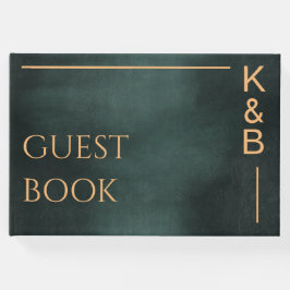 Livro De Visitas Casamento Elegante Negra Negra Verde Moderno