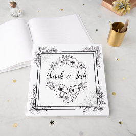 Livro De Visitas Casamento Elegante Preto e Branco