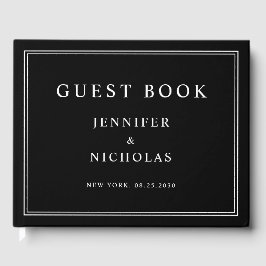 Livro De Visitas Casamento Elegante Preto e Branco