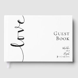 Livro De Visitas Casamento, Elegante, Preto e Branco Simples, Rascu