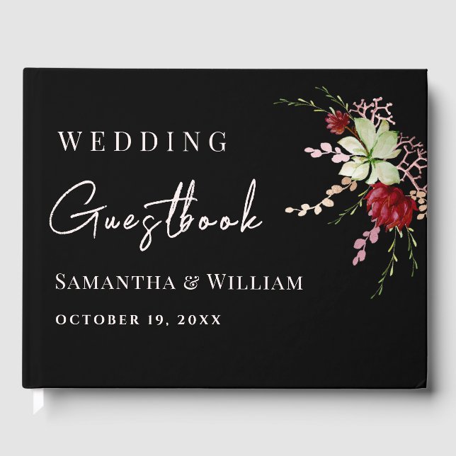 Livro De Visitas Casamento Elegante Rustic Boho Wildflower (Frente)