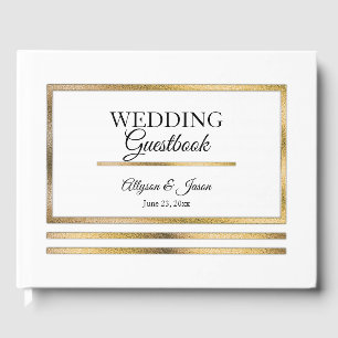 Livro De Visitas Casamento elegante simples moderno branco do ouro