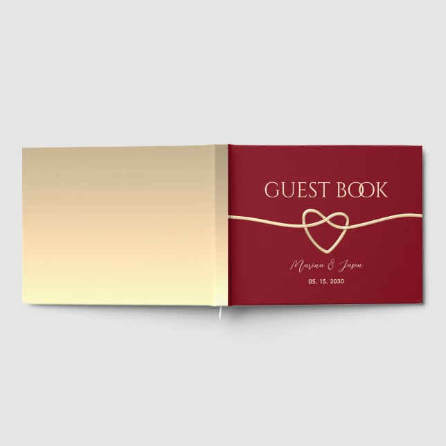 Livro De Visitas Casamento Elegante Simples Vermelho e Dourado (Completo)