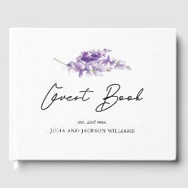 Livro De Visitas Casamento em Aquarela Lavanda Personalizado