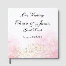 Casamento em Floral Aguarela Rosa Bege Dourado Ele