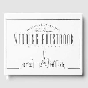 Livro De Visitas Casamento Em Las Vegas   Skyline Moderno Deco