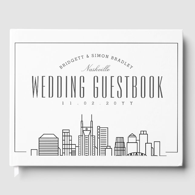 Livro De Visitas Casamento Em Nashville | Linha do Skyline Moderna  (Frente)