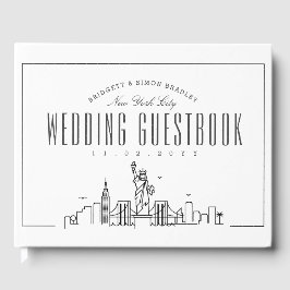 Livro De Visitas Casamento Em Nova Iorque | Skyline Moderno Deco