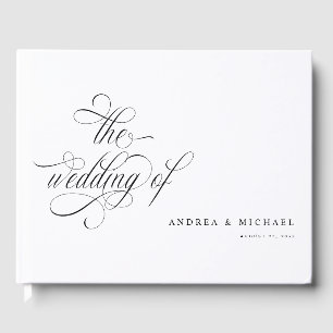 Livro De Visitas Casamento em Preto e Branco com Letra de Caligrafi