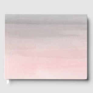 Livro De Visitas Casamento em Rosa Enrubescido e Cinza Aquarela Mod