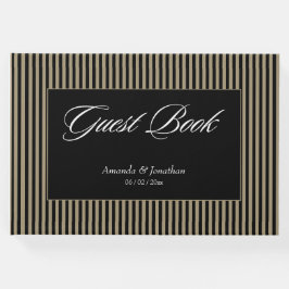 Livro De Visitas Casamento entre Black e Green Stripes Elegante