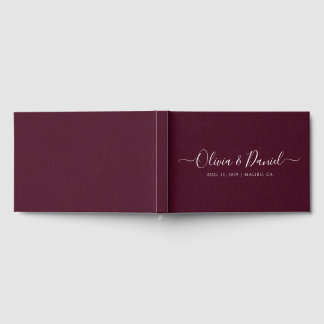 Livro De Visitas Casamento Escrito à Mão Minimalista em Falso Linho
