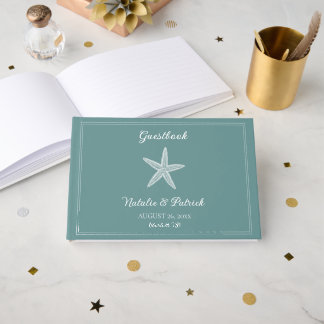 Livro De Visitas Casamento Estrela-do-Mar Turquesa