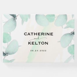 Livro De Visitas Casamento Eucalyptus Watercolor Elegante Verde