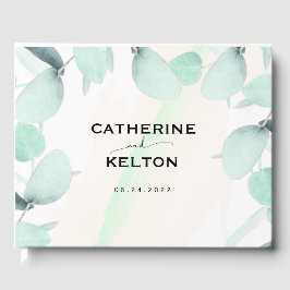 Livro De Visitas Casamento Eucalyptus Watercolor Elegante Verde