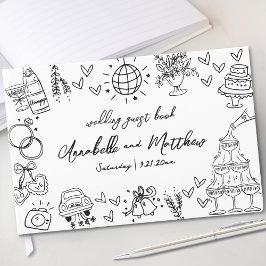 Livro De Visitas Casamento Excêntrico e Caprichoso Desenhado à Mão