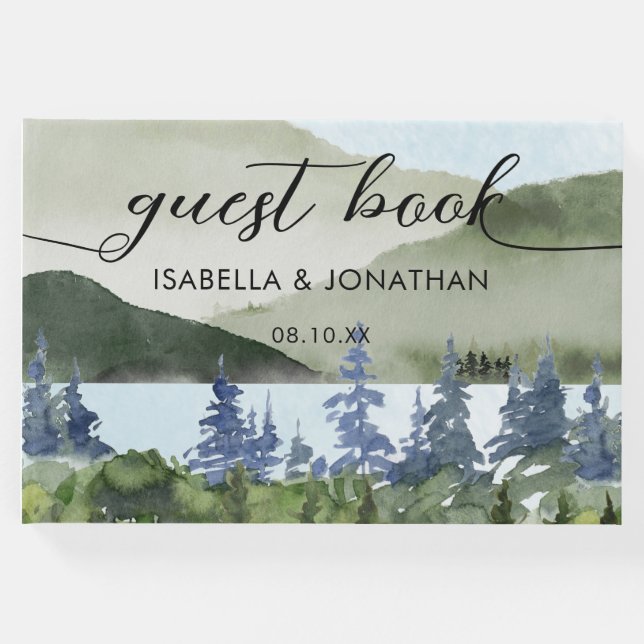 Livro De Visitas Casamento Externo da Floresta Natural de Aquarela (Frente)