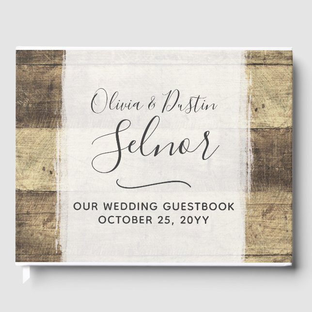Livro De Visitas Casamento Farmhouse Rustic Wood Vintage (Frente)