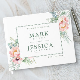 Livro De Visitas Casamento Flor Branca Rosa