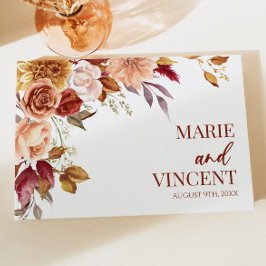 Livro De Visitas Casamento Flor Laranja Castanho Burnt Burnt Burnt