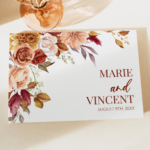 Livro De Visitas Casamento Flor Laranja Castanho Burnt Burnt Burnt