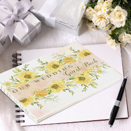 Livro De Visitas Casamento floral Amarelo de girassol Elegante