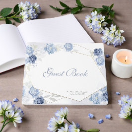 Livro De Visitas Casamento Floral Azul Claro Aquarela