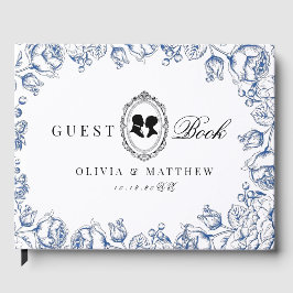 Livro De Visitas Casamento Floral Azul da Era Regência