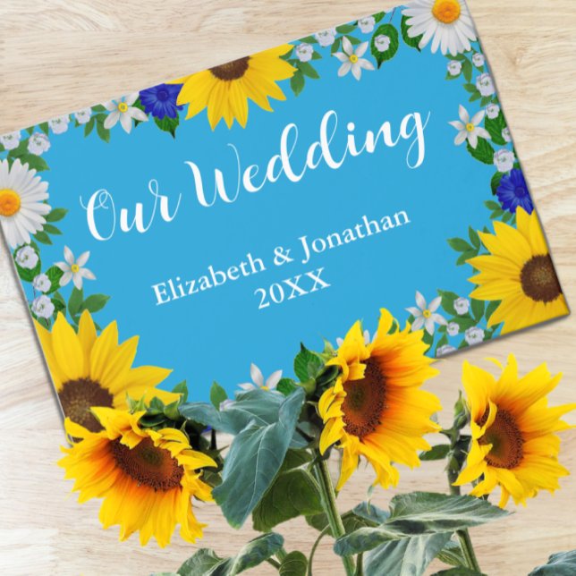 Livro De Visitas Casamento Floral Azul do Céu Azul (Criador carregado)