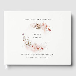 Livro De Visitas Casamento Floral Bege Marsala Outono Escuro