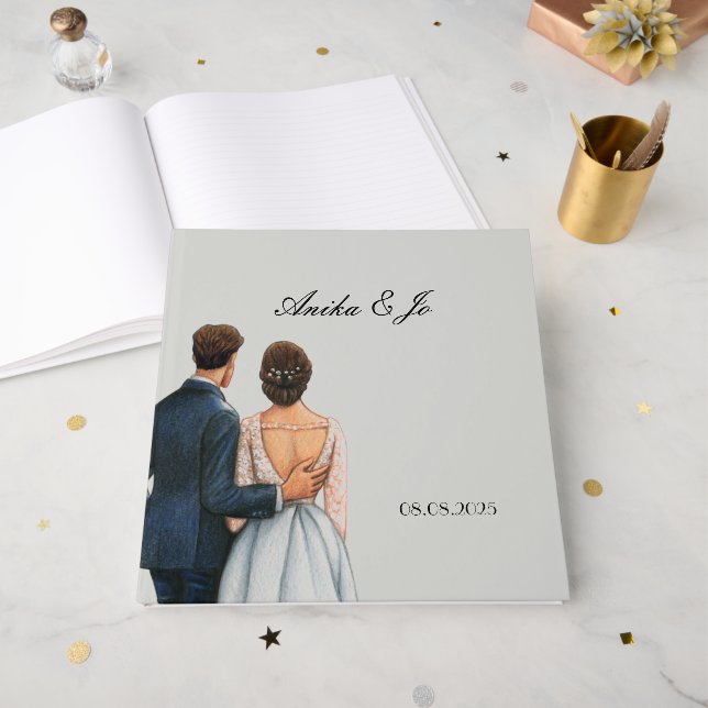 Livro De Visitas Casamento Floral Botânico (Frente aberta)