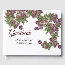 Livro De Visitas Casamento floral com rosa buds