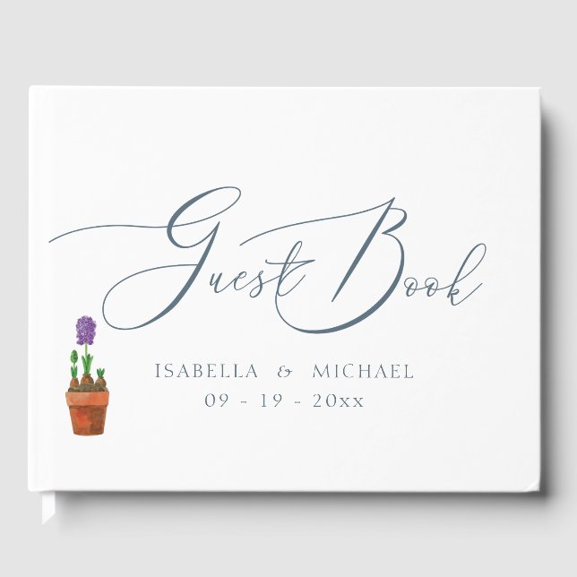 Livro De Visitas Casamento Floral de Aquarela Elegante (Frente)