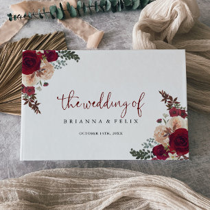 Livro De Visitas Casamento Floral De Blush Rosa-Rosa-Brilhante 