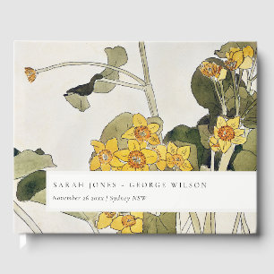 Livro De Visitas Casamento Floral De Daffodil Amarelo Russo Elegant